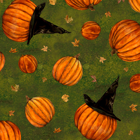 All Hallow's Eve by Cheryl Baker : Tossed Pumpkins 28802-G : QT Fabrics