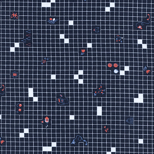 Rotary Club by Kim Kight : Things Grid in Navy : Cotton and Steel