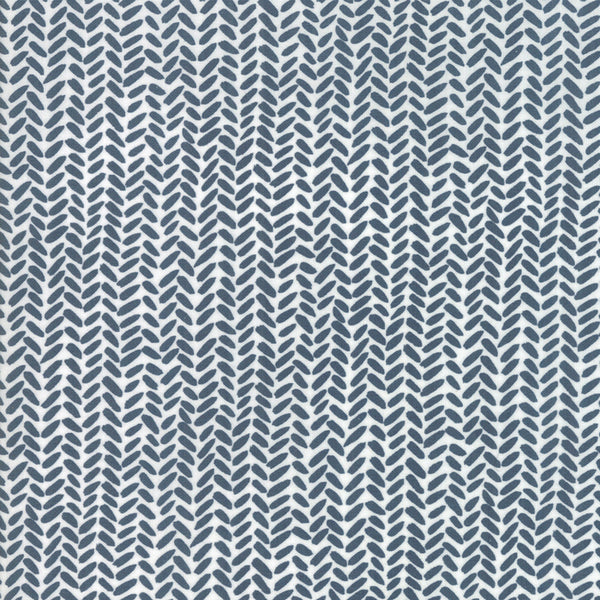 Goldenrod by One Two Canoe : Herringbone in Navy : Moda