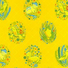 Alyssa Thomas : Picnic Pals : Y1001-9 on Yellow: Clothworks : Organic