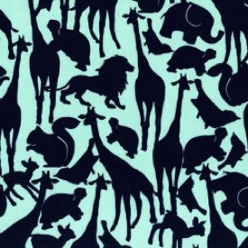 Baby! by Cynthia Rowley : Animal Silhouettes in Mint : Michael Miller