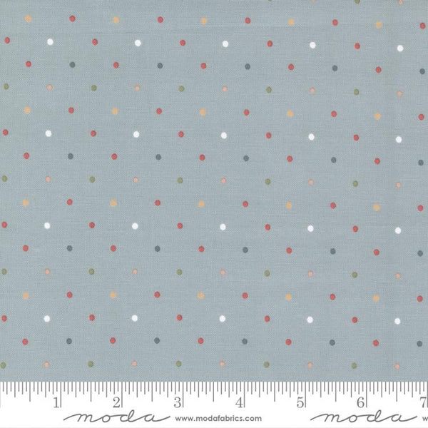 Country Rose by Lella Boutique : Magic Dot in Smokey Blue : Moda