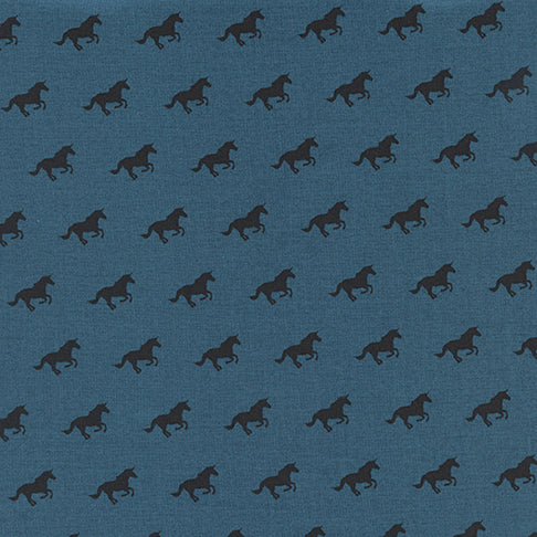 Lawn Quilt by Cotton and Steel : Unicorn Race in Denim : Cotton and Steel