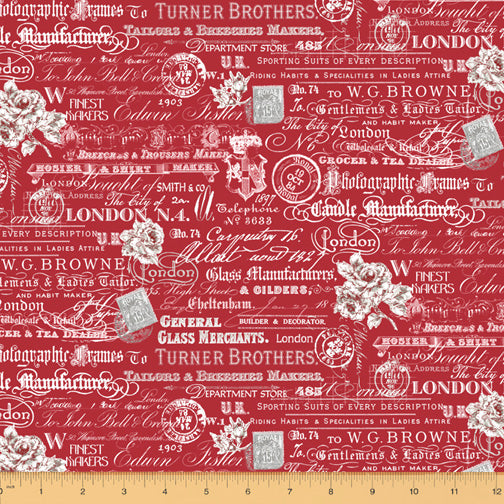 London by Whistler Studios : Text & Stamps in Red : Windham