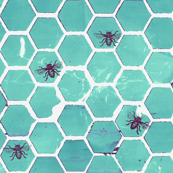 Pollinator by Leslie Tucker Jenison : Bumblehoney in Aqua : RJR