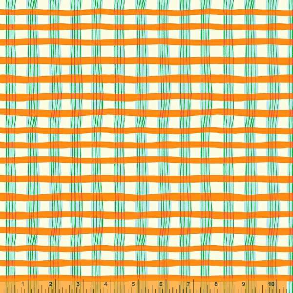 Lucky Rabbit by Heather Ross : Painted Plaid in Orange : Windham