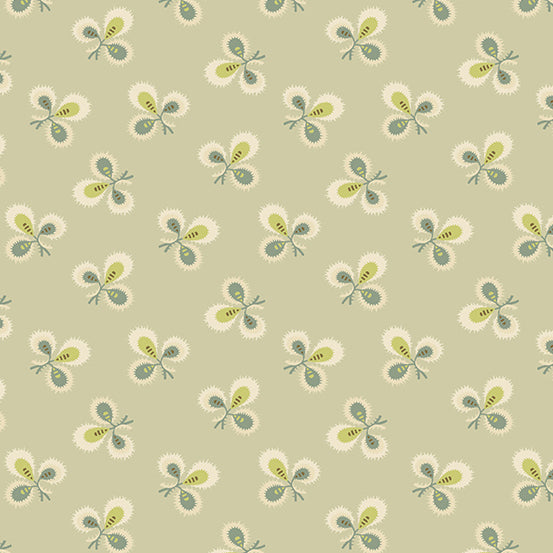 Lady Tulip by Laundry Basket Quilts : Cloverleaf in French Beige : Andover