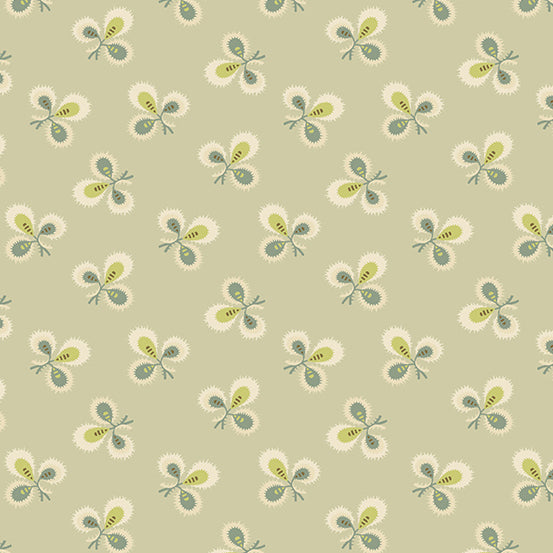 Lady Tulip by Laundry Basket Quilts : Cloverleaf in French Beige : Andover