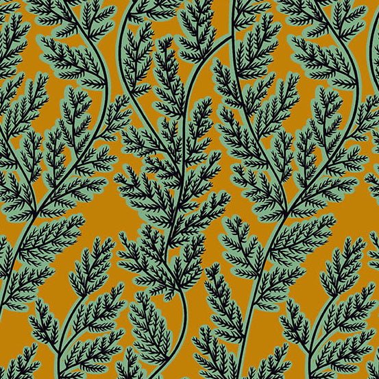 Oracle by Eye Candy Quilts : Chonky Ferns in Gold : Andover