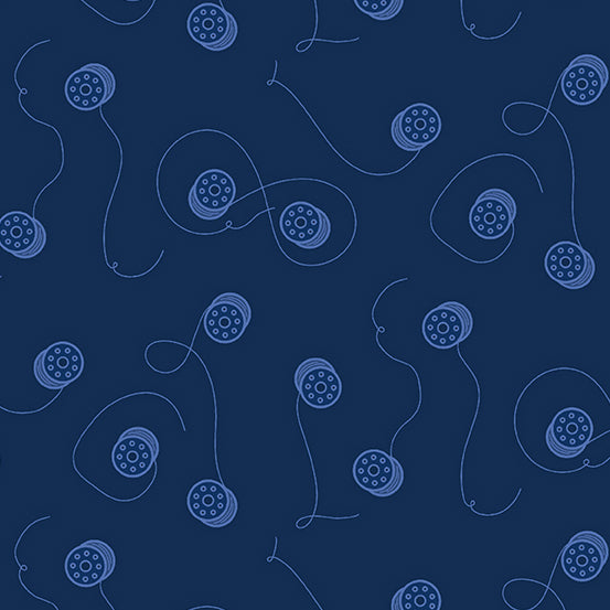 Oracle by Eye Candy Quilts : Bobbins in Navy : Andover