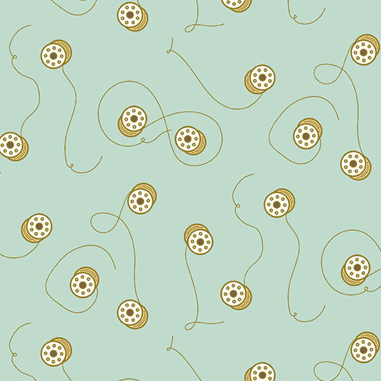 Oracle by Eye Candy Quilts : Bobbins in Mint Metallic : Andover