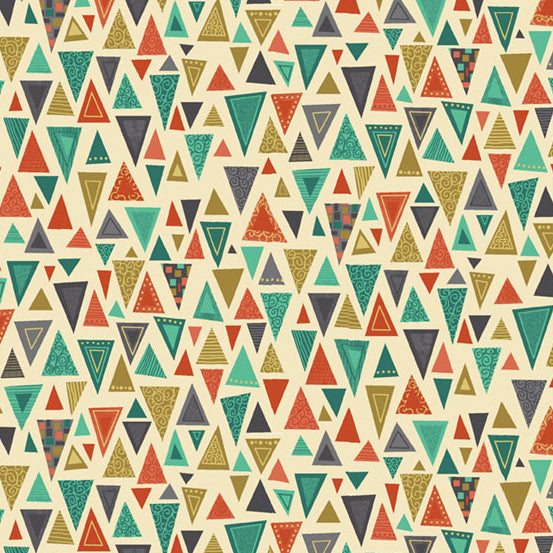 Rhapsody by Makower : Triangles in Turquoise : Andover