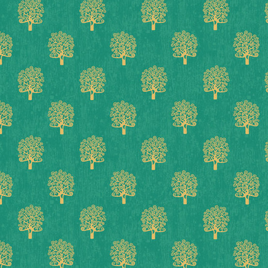 Rhapsody by Makower : Trees in Turquoise : Andover