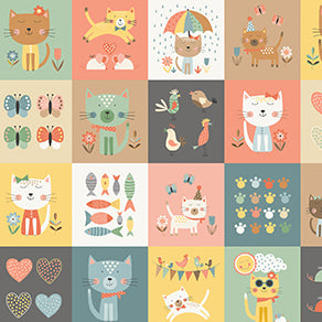 Cool Cats by Makower : Cat Panel : Andover : Panel