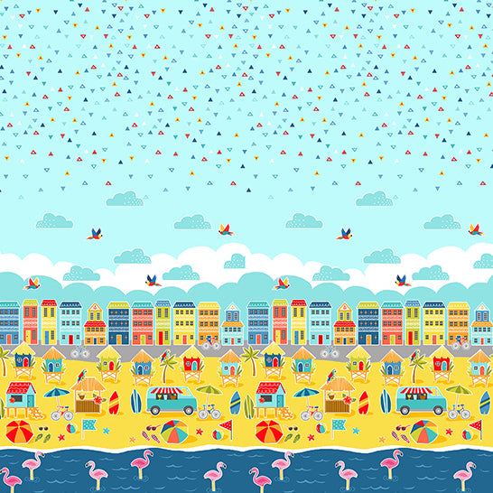 Pool Party by Makower UK : Pool Party Double Border in Multi : Andover