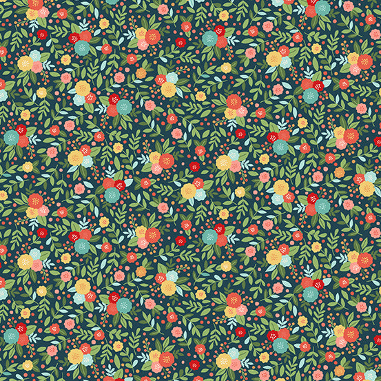 Amelia by Makower UK : Floral in Blue : Andover