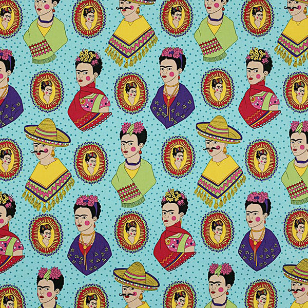 Fantastico Frida in Turquoise : Alexander Henry : Laminated Cotton