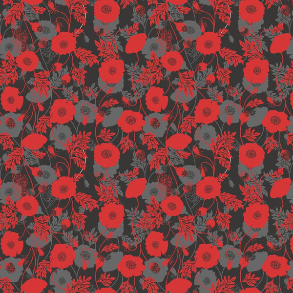 Poppies : Poppy Shadow on Black : Lewis and Irene