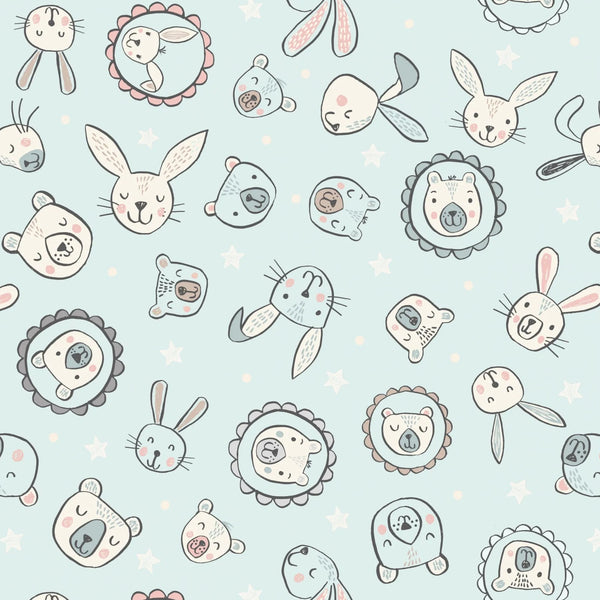 Bella and Bear : Faces on Pale Blue : Lewis & Irene