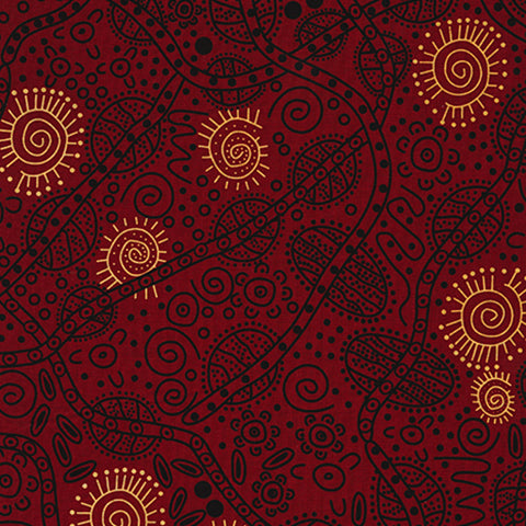 Bush Tucker in Red by June Smith : M & S Textiles