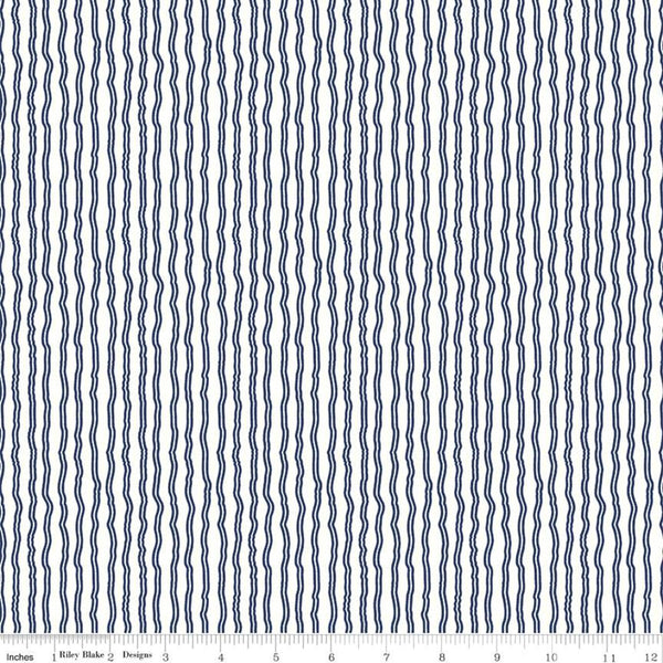 Hungry Animal Alphabet by Janet Wecker Frisch : Wavy Stripe in Blue : Riley Blake