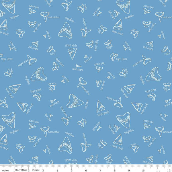 Riptide by Citrus & Mint Designs : Fossils in Blue : Riley Blake