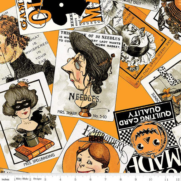 Old Made by Janet Wecker Frisch : Scattered Cards in Orange : Riley Blake