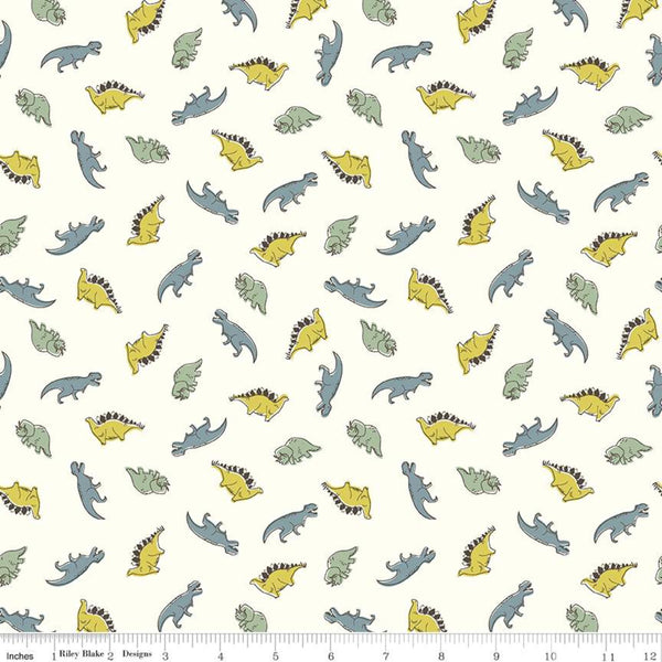 Roar by Citrus and Mint Designs : Mini Dinos in Cream : Riley Blake