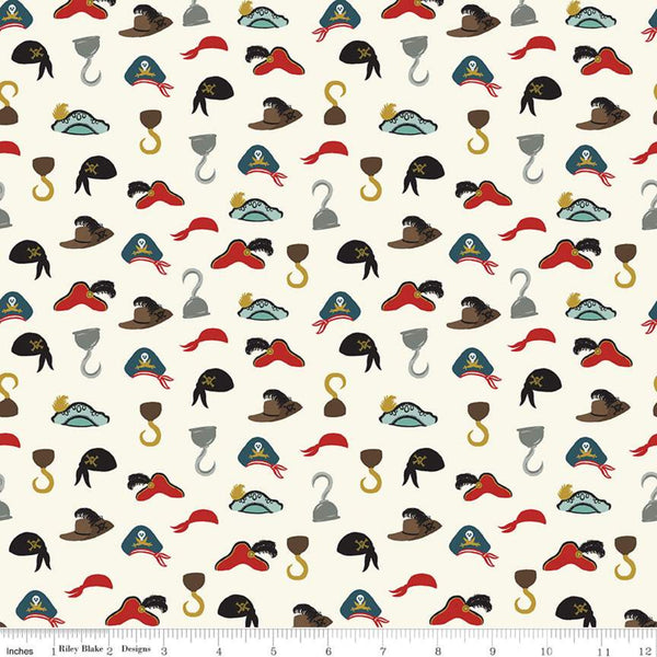 Pirate Tales by Echo Park Paper Co : Hats in Cream : Riley Blake