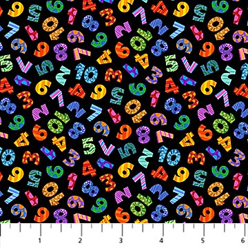 ABC 123 by Bonnie Lemaire : DP24952-99 Black Multi : Northcott