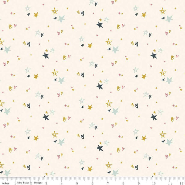 Salt & Honey Flannel : Hearts & Stars in Cream : Riley Blake : Flannel