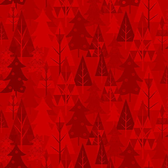 Winter Rendezvous Flannel by Jan Shade Beach : Trees in Red : Henry Glass : Flannel