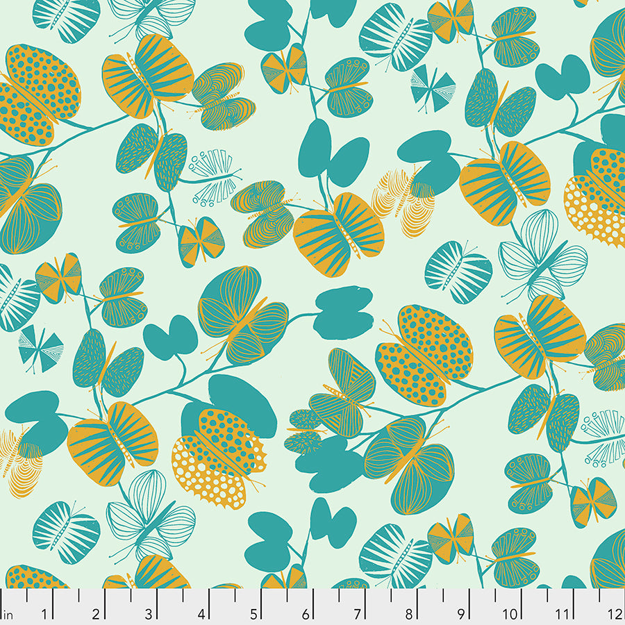 After the Rain by Bookhou Conservatory Chapter 3 : Butterfly Leaves in Cerulean : Free Spirit Fabrics