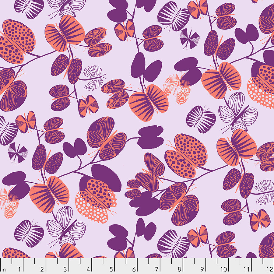 After the Rain by Bookhou Conservatory Chapter 3 : Butterfly Leaves in Coral : Free Spirit Fabrics