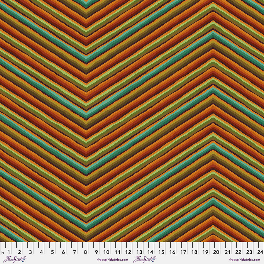 85 & Fabulous by Kaffe Fassett : Chevron Stripe in Ochre : Free Spirit