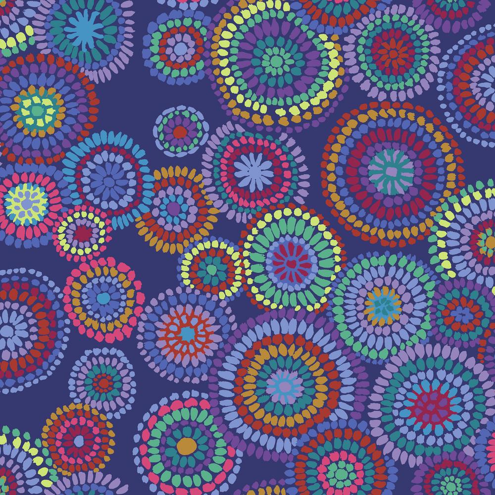 Kaffe Fassett : Mosaic Circles in Blue : Free Spirit