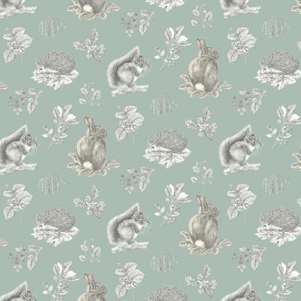 Woodland Blooms by Sanderson : Squirrel and Hedgehog in Sky : Free Spirit