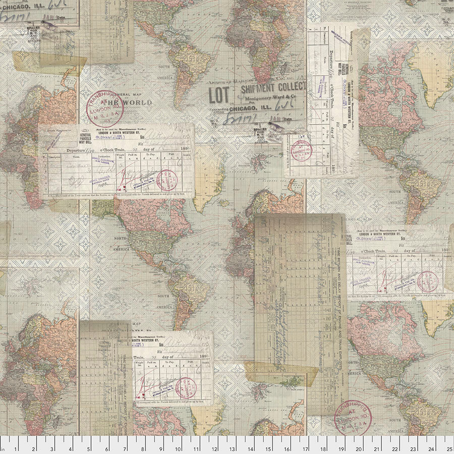 Memoranda III by Tim Holtz : World Map in Multi : Free Spirit
