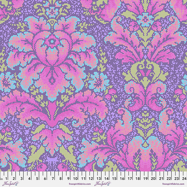 Parisville (Deja Vu) by Tula Pink : Damask Dot in Violet : Free Spirit