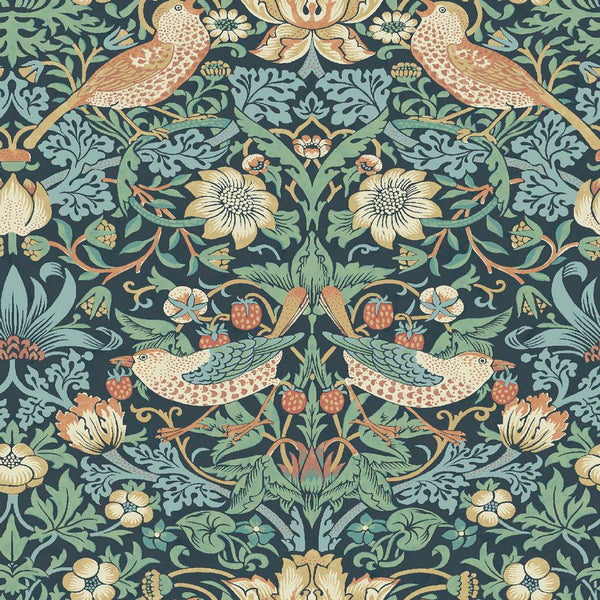 Thameside by The Original Morris & Co : Mini Strawberry Thief in Marine : Free Spirit