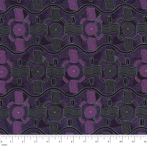 Rain Dreaming in Purple by Audrey Nungarrai : M & S Textiles