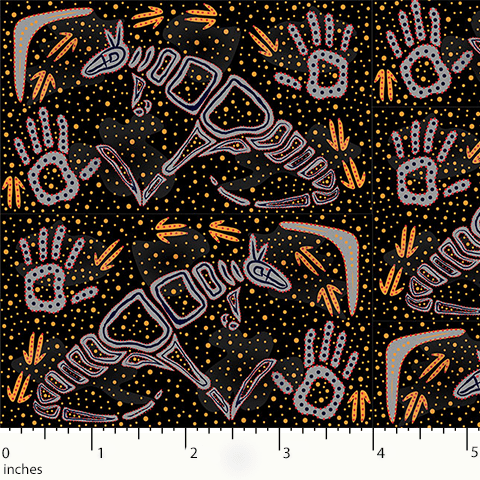 Rock Art Dreaming in Black by Andrew Braedon : M & S Textiles