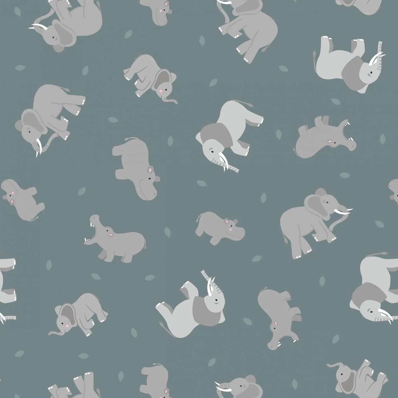 Small Things Wild Animals : Elephants and Hippos in Grey Blue : Lewis & Irene