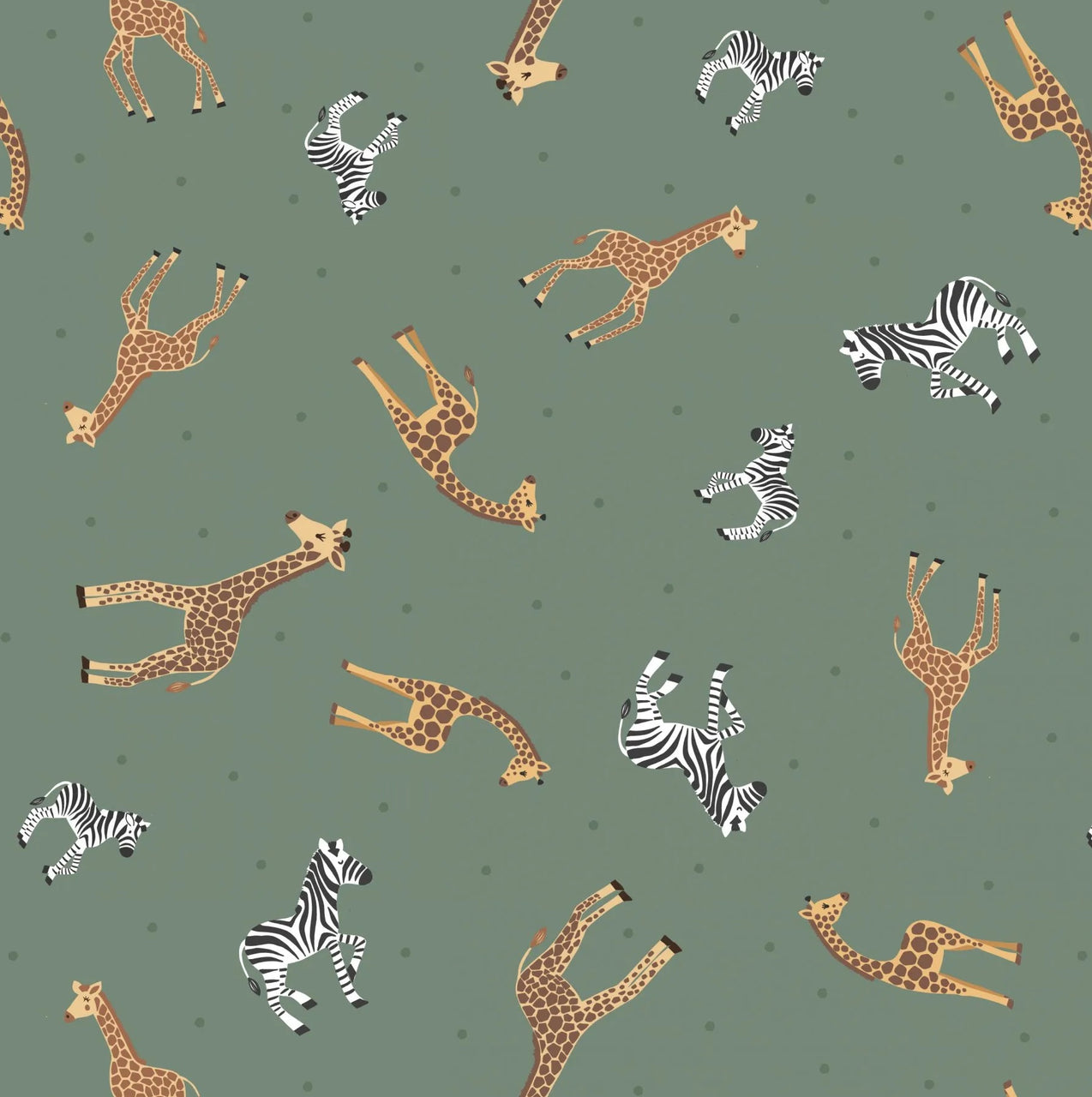 Small Things Wild Animals : Giraffes and Zebras on Green : Lewis & Irene