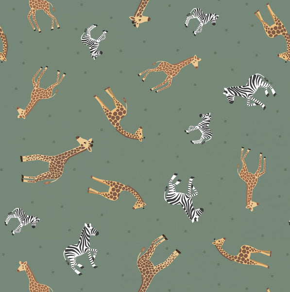 Small Things Wild Animals : Giraffes and Zebras on Green : Lewis & Irene