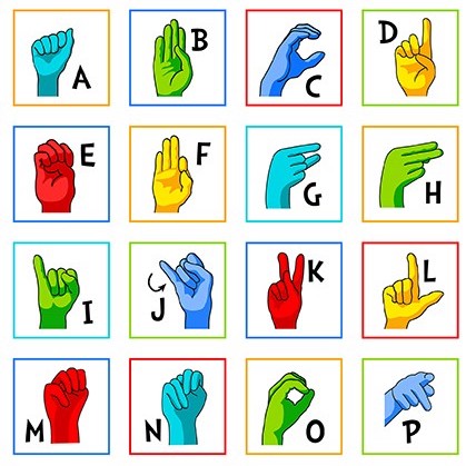 Sign Language Alphabet in White : srk-20220-1 : Robert Kaufman : Panel
