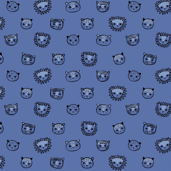 Lions & Tigers and More! by Katy Tanis : Feline Faces in Blue : Blend
