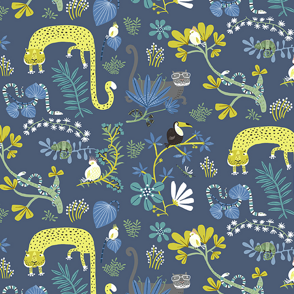 Jungle Jive by Asa Gilland : Animal Play in Citron : Clothworks
