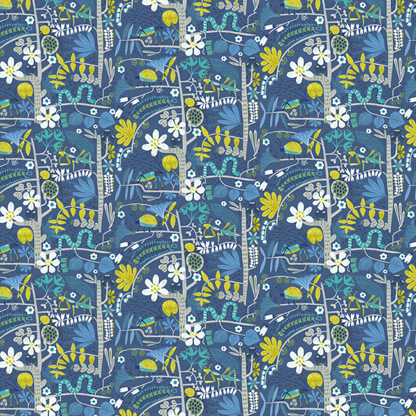 Jungle Jive by Asa Gilland : Insects in Dark Denim : Clothworks