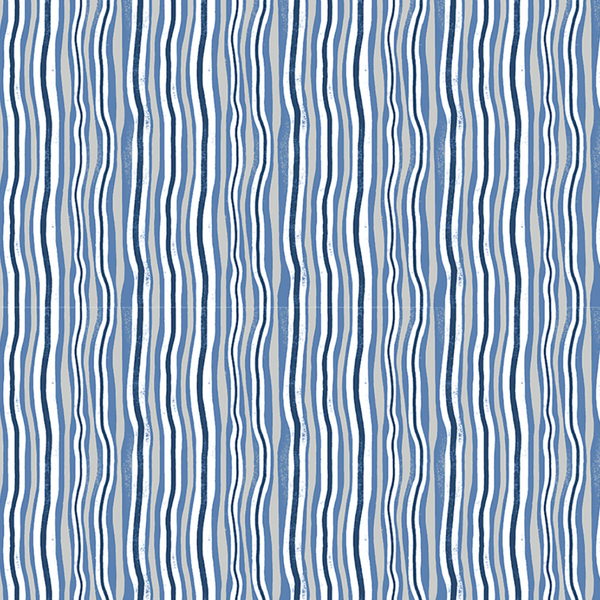 Jungle Jive by Asa Gilland : Wavy Stripe in Denim : Clothworks